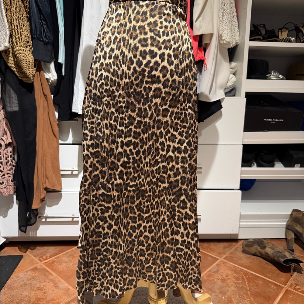 Zara Black and Brown Pleated Maxi Skirt